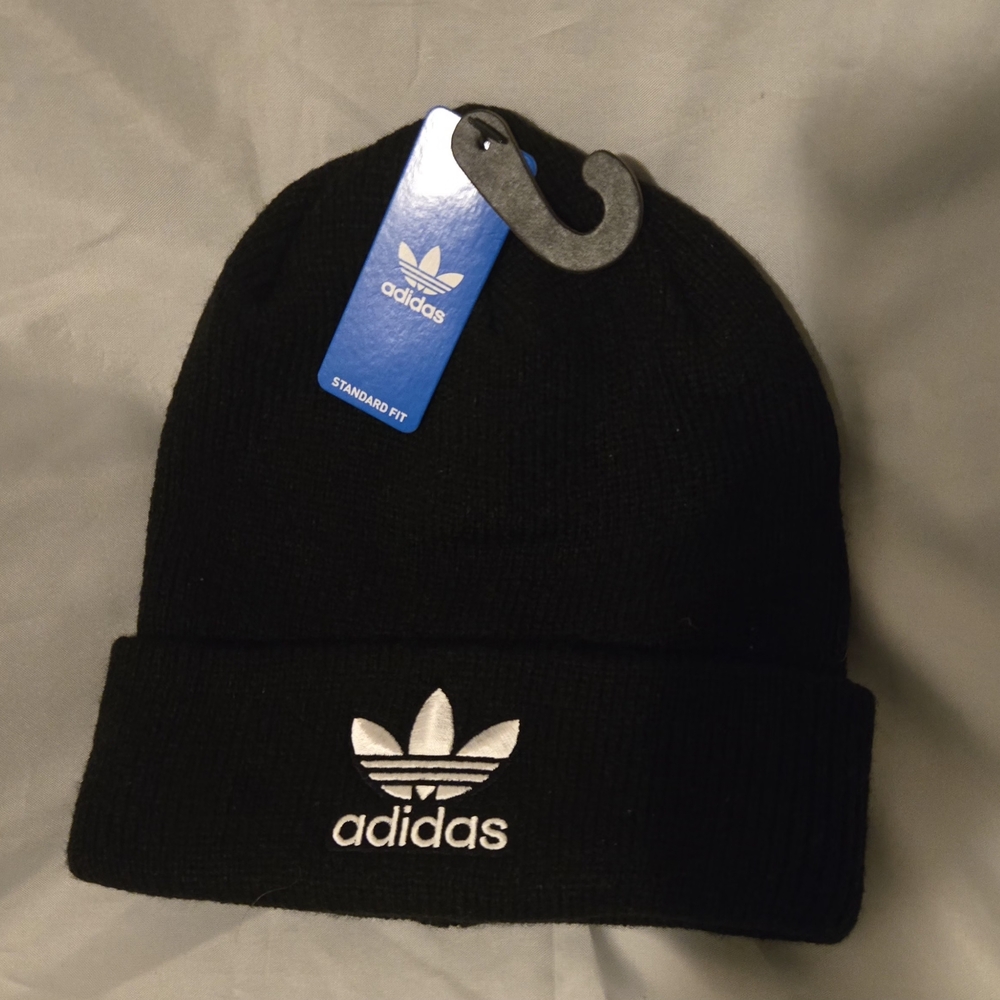 Adidas Black Knit Cap with White Logo